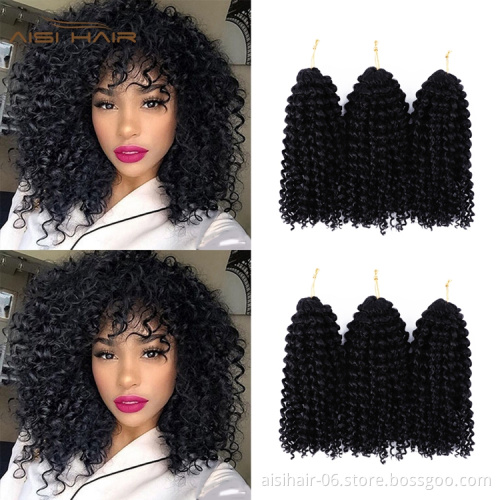 Aisi Hair Hot Selling Cheap Black High Temperature Fiber For Black Women Marly Bob Synthetic Crochet Braiding Hair Extensions